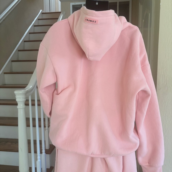 NWOT Comfrt Cozy Pastel Pink Hoodie & Sweat Pants 2 Piece Set Unisex XL - Picture 5 of 6